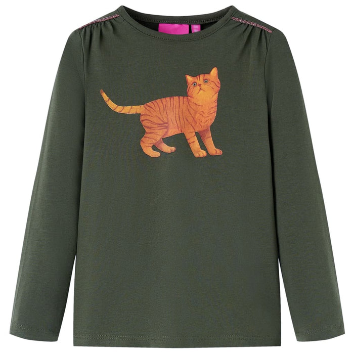 Tricou cu mâneci lungi pentru copii, kaki, 140 WALTI