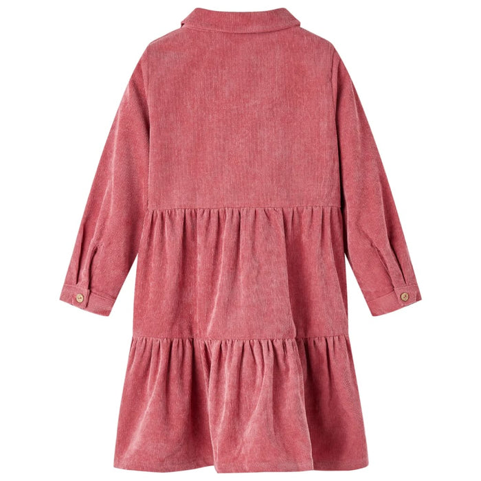 Rochie pentru copii cu mâneci lungi din catifea, roz antichizat, 140 WALTI
