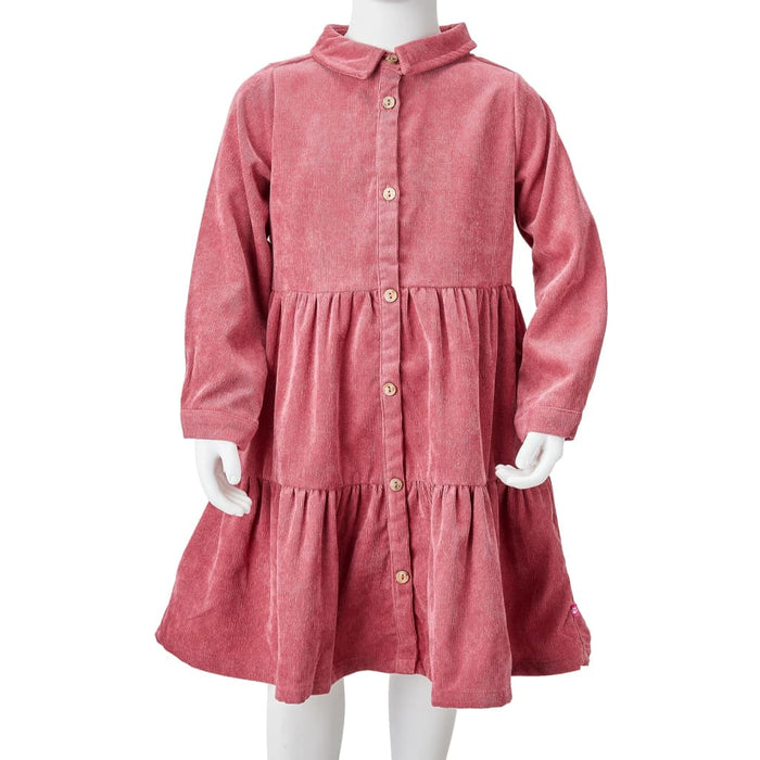 Rochie pentru copii cu mâneci lungi din catifea, roz antichizat, 140 WALTI