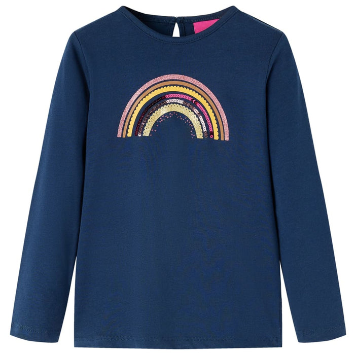 Tricou pentru copii cu mâneci lungi, bleumarin, 128 WALTI