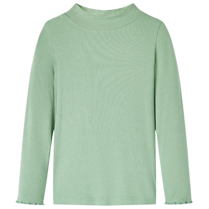Tricou de copii cu mâneci lungi, guler tunică, verde mentă închis, 92 WALTI