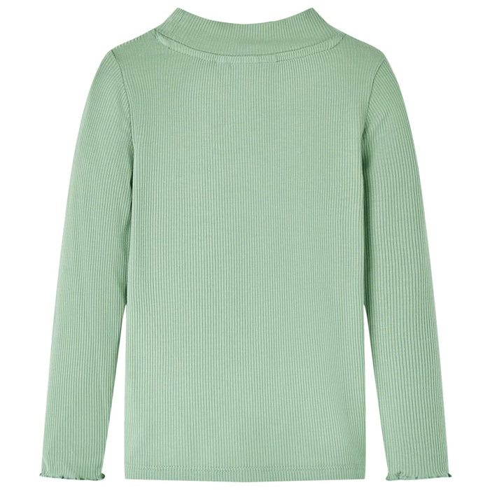 Tricou de copii cu mâneci lungi, guler tunică, verde mentă închis, 92 WALTI