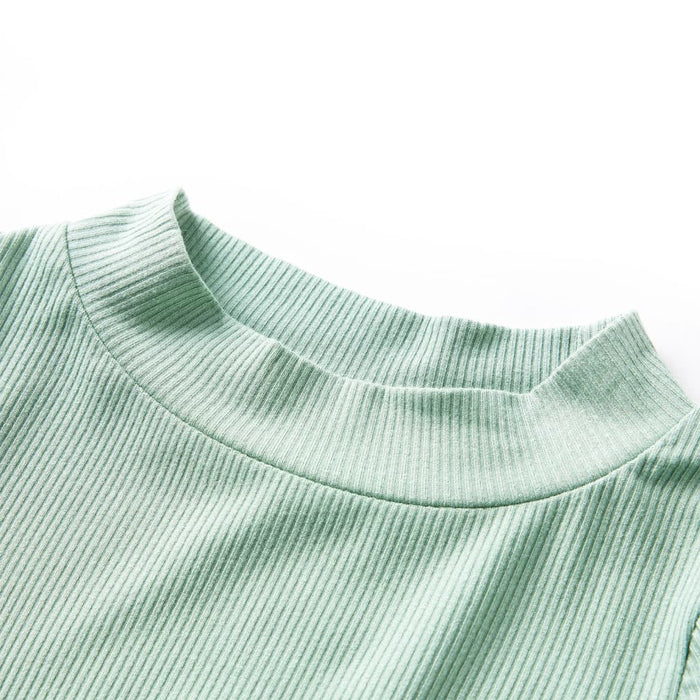 Tricou de copii cu mâneci lungi, guler tunică, verde mentă închis, 92 WALTI