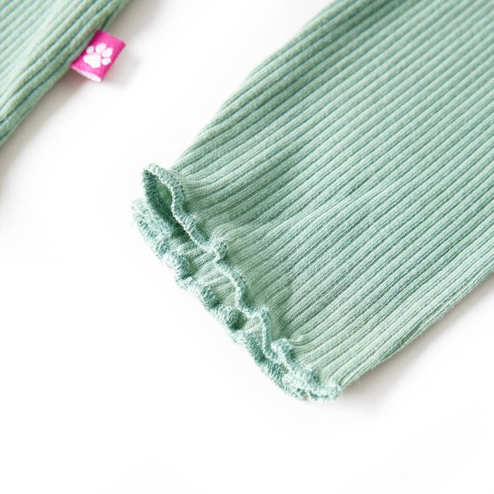 Tricou de copii cu mâneci lungi, guler tunică, verde mentă închis, 92 WALTI