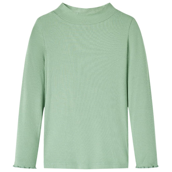 Tricou de copii cu mâneci lungi, guler tunică, verde mentă închis, 128 WALTI