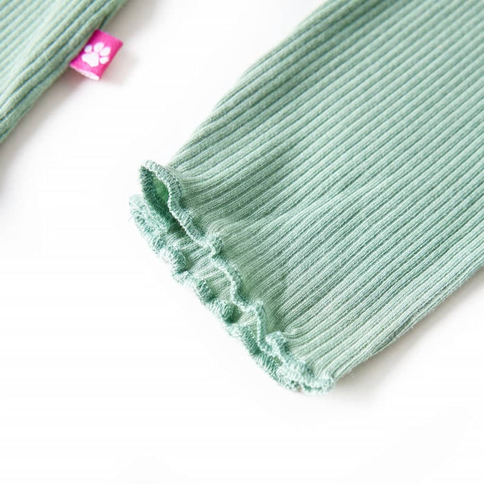 Tricou de copii cu mâneci lungi, guler tunică, verde mentă închis, 140 WALTI
