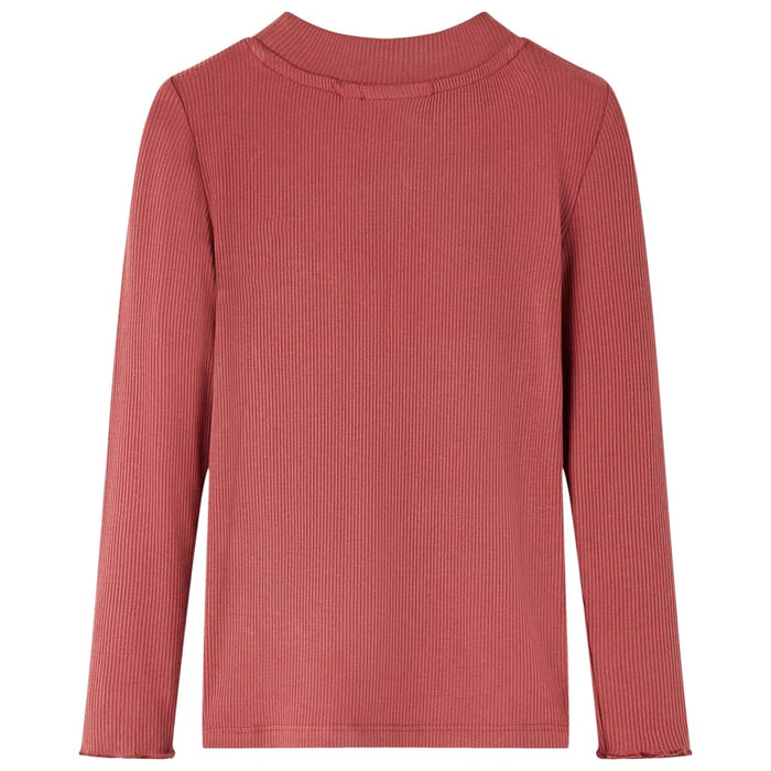 Tricou de copii cu mâneci lungi, guler tunică, roșu ars, 140 WALTI