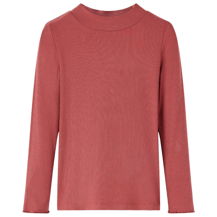 Tricou de copii cu mâneci lungi, guler tunică, roșu ars, 140 WALTI