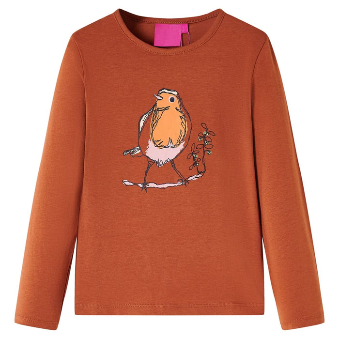 Tricou pentru copii cu mâneci lungi, coniac, 92 WALTI
