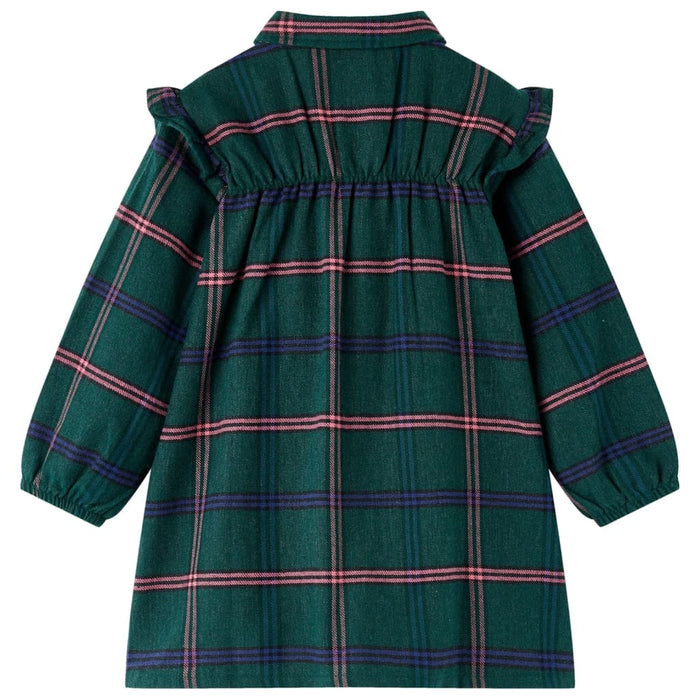 Rochie pentru copii cu mâneci lungi și volane, verde închis, 128 - WALTI WALTI