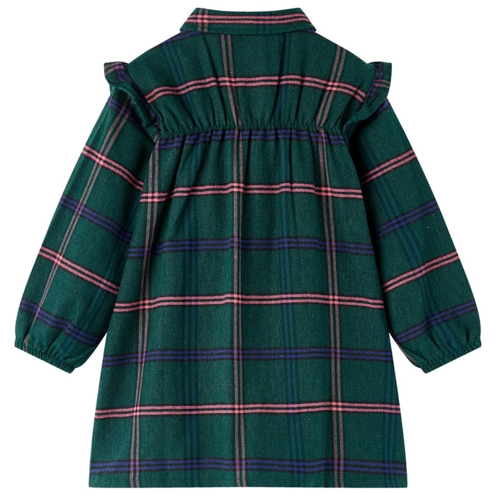 Rochie pentru copii cu mâneci lungi și volane, verde închis, 140 - WALTI WALTI