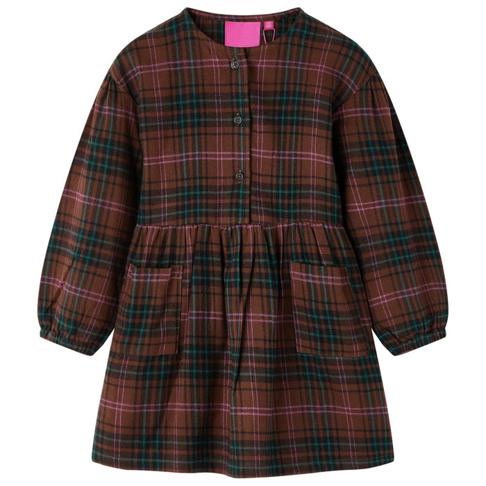 Rochie pentru copii cu mâneci lungi, coniac, 128 - WALTI WALTI