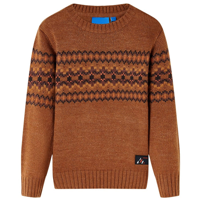 Pulover pentru copii tricotat, coniac, 128 WALTI