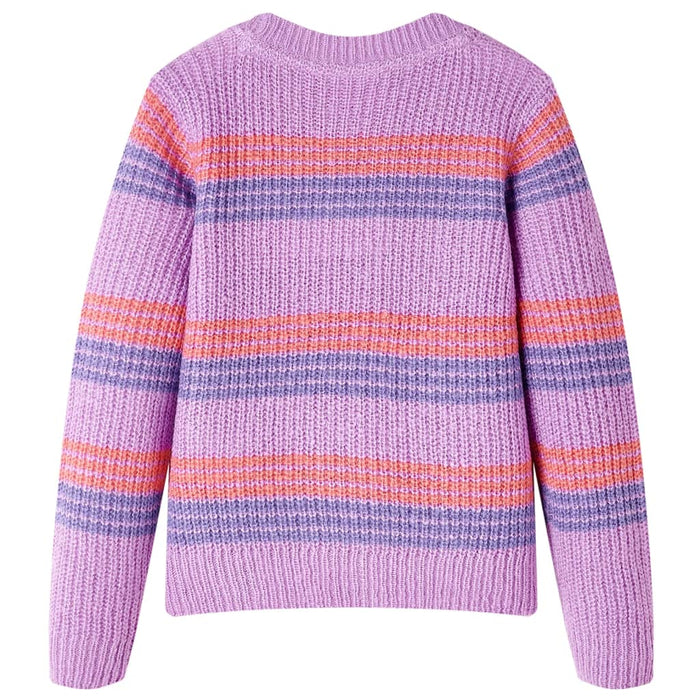 Pulover pentru copii tricotat, dungi liliac și roz, 104 - WALTI WALTI