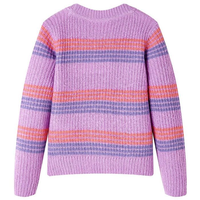 Pulover pentru copii tricotat, dungi liliac și roz, 116 WALTI