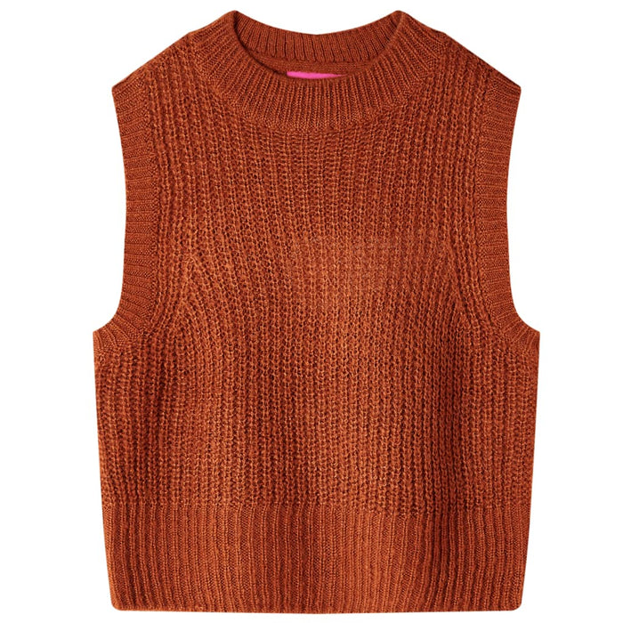 Vestă pulover pentru copii tricotată, coniac, 92 WALTI