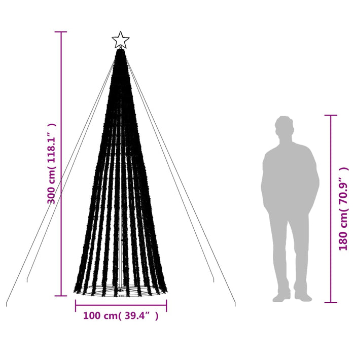 Con de lumină brad de Crăciun, 688 LED-uri alb rece, 300 cm - WALTI WALTI