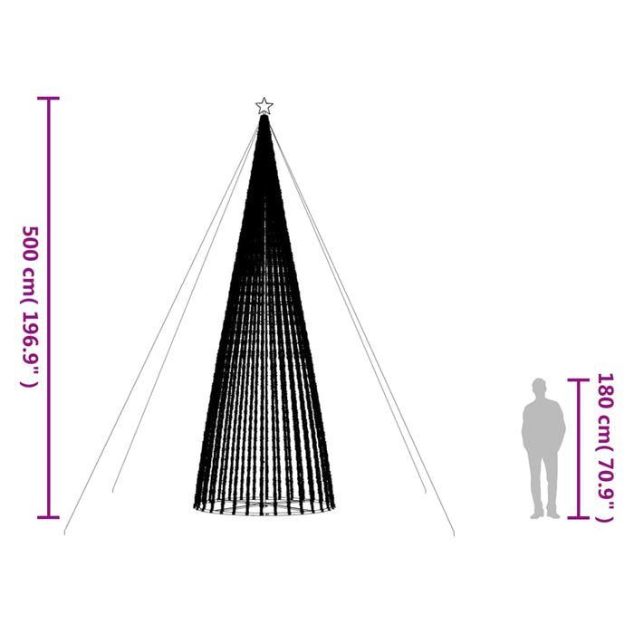 Con de lumină brad de Crăciun, 1544 LED-uri, alb rece, 500 cm - WALTI WALTI