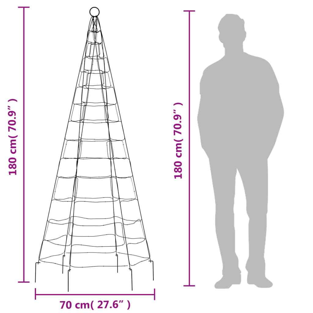 Iluminat brad de Crăciun pe stâlp, 200 LED-uri alb rece, 180 cm - WALTI