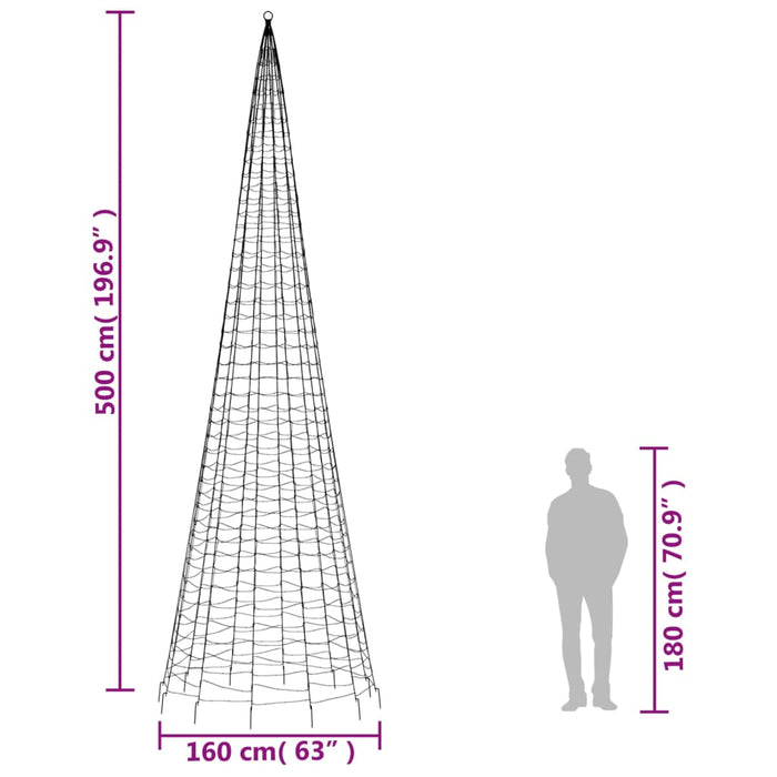 Lumină brad de Crăciun pe catarg, 1534 LED-uri, alb rece 500 cm - WALTI WALTI