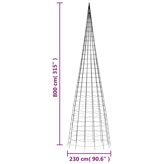 Lumină brad de Crăciun pe catarg, 3000 LED-uri, alb rece 800 cm - WALTI WALTI