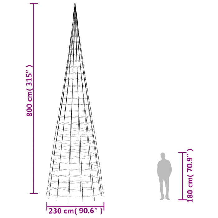 Lumină brad de Crăciun pe catarg 3000 LED-uri albastru 800 cm - WALTI WALTI