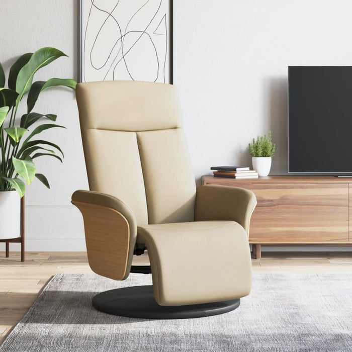 Scaun rabatabil cu suport pentru picioare crem material textil - WALTI WALTI