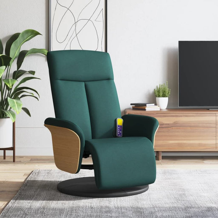Fotoliu masaj rabatabil cu suport picioare verde închis textil - WALTI WALTI