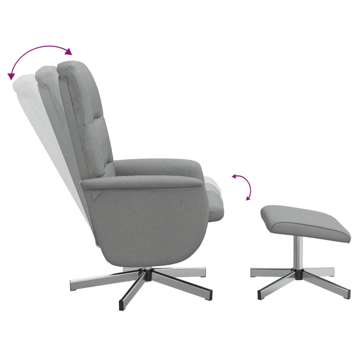 Scaun de relaxare cu taburet, gri deschis, textil - WALTI WALTI