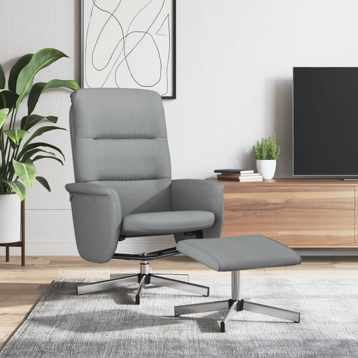 Scaun de relaxare cu taburet, gri deschis, textil - WALTI WALTI