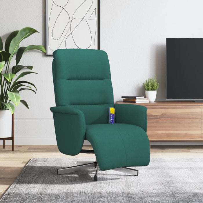 Fotoliu masaj rabatabil cu suport picioare verde închis textil - WALTI WALTI