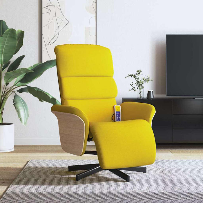 Fotoliu masaj rabatabil, suport picioare, galben deschis textil WALTI