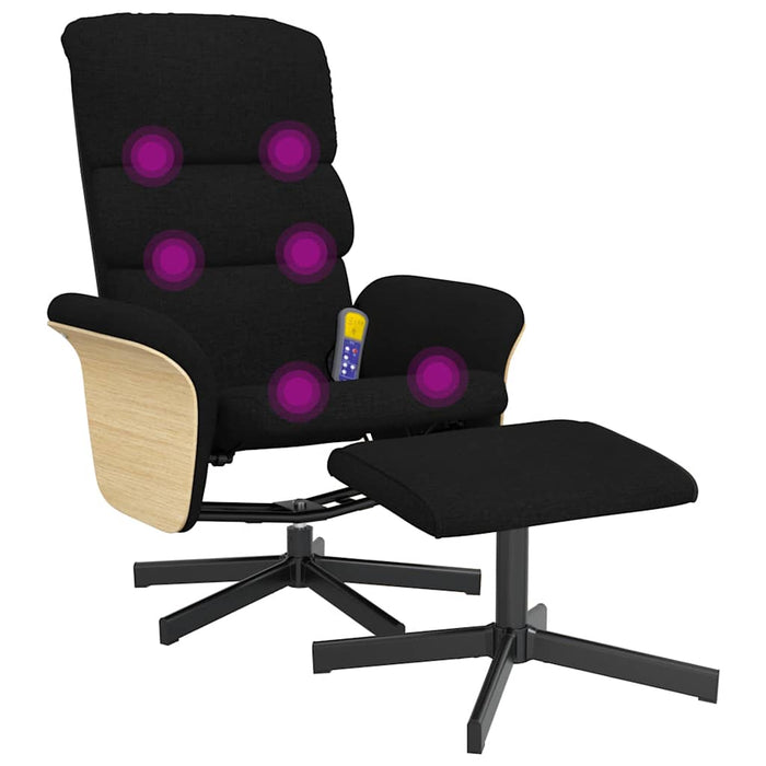 Scaun rabatabil cu taburet, negru, material textil WALTI