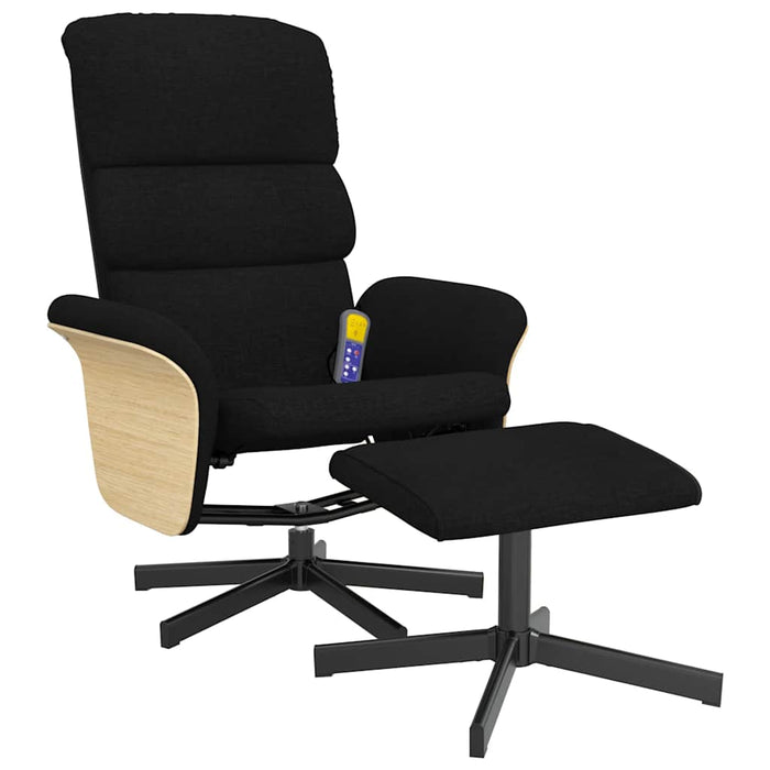 Scaun rabatabil cu taburet, negru, material textil WALTI