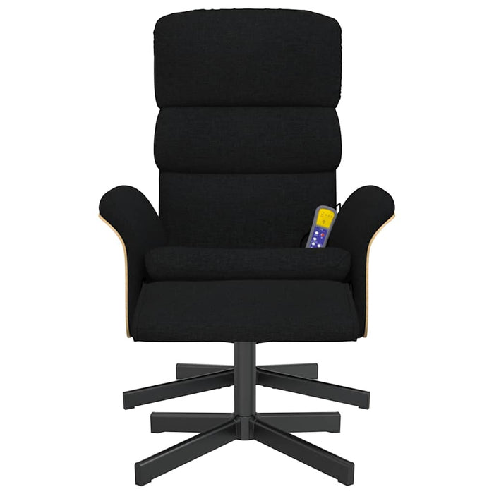 Scaun rabatabil cu taburet, negru, material textil WALTI