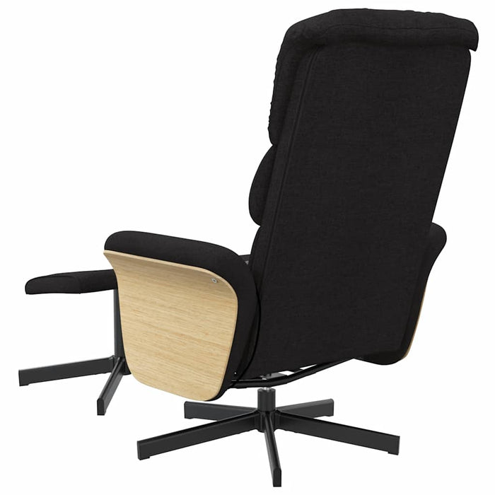 Scaun rabatabil cu taburet, negru, material textil WALTI