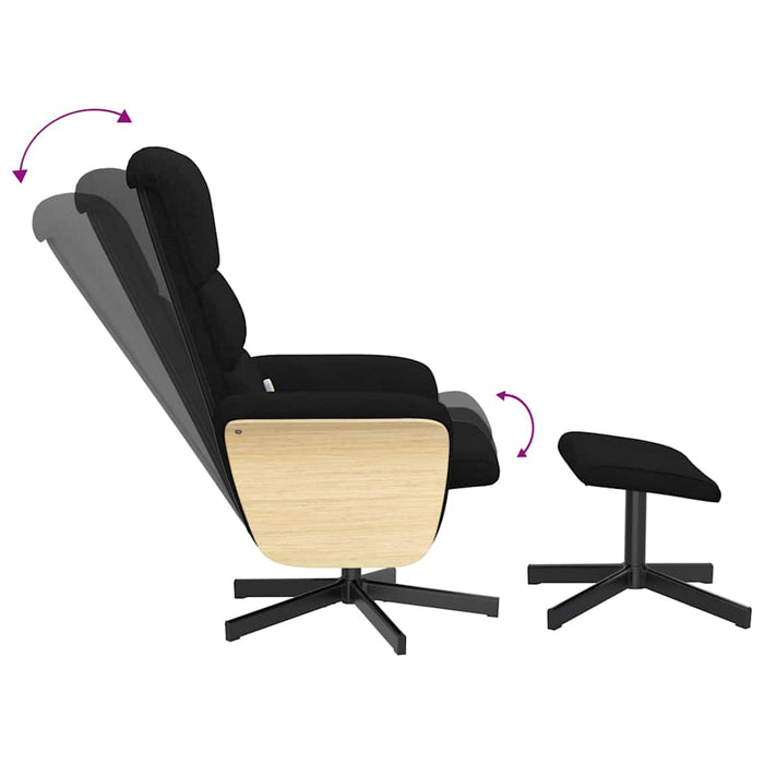 Scaun rabatabil cu taburet, negru, material textil WALTI