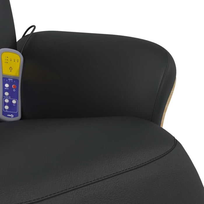 Fotoliu de masaj rabatabil, cu taburet, negru, piele ecologică - WALTI WALTI