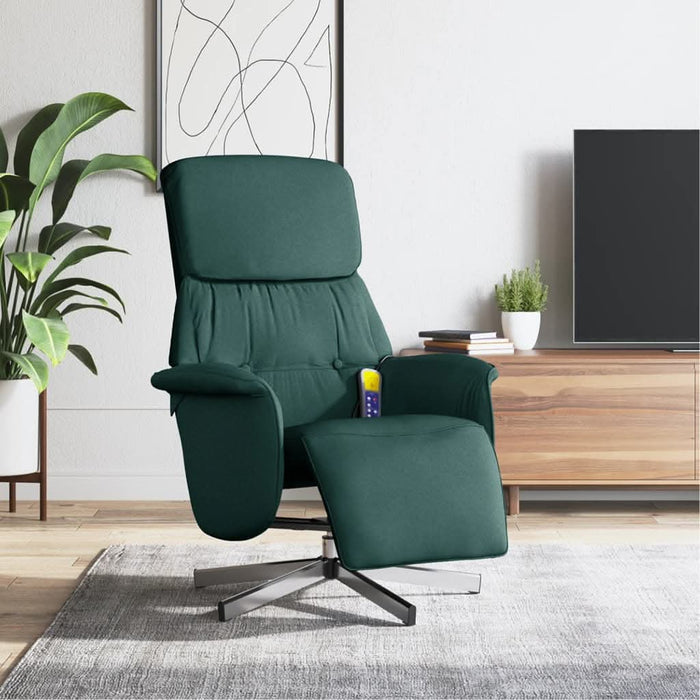 Fotoliu masaj rabatabil cu suport picioare verde închis textil - WALTI WALTI