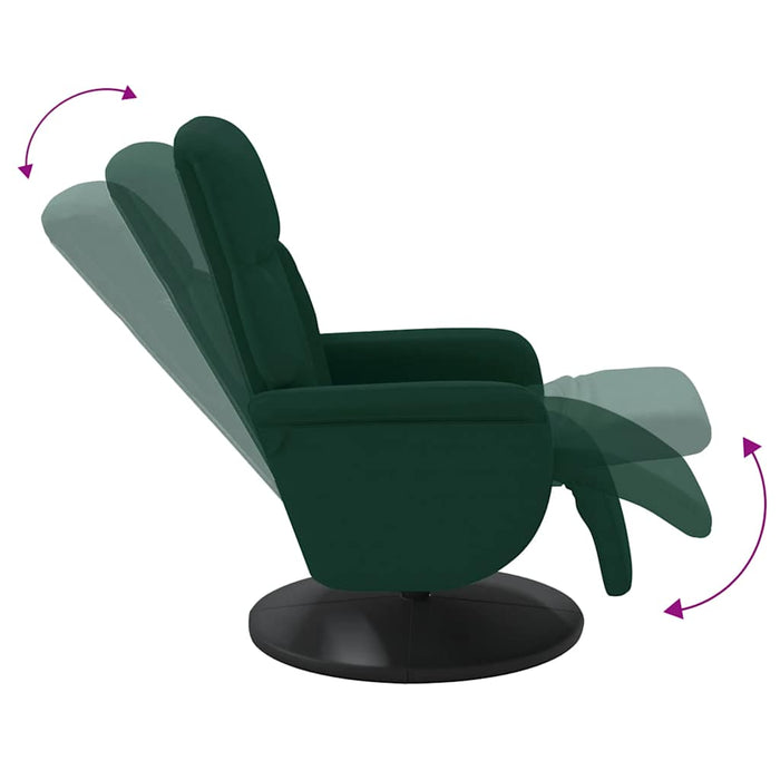 Scaun de relaxare cu taburet, verde închis, catifea - WALTI WALTI