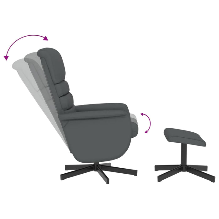 Fotoliu rabatabil cu taburet, gri, piele ecologică - WALTI WALTI