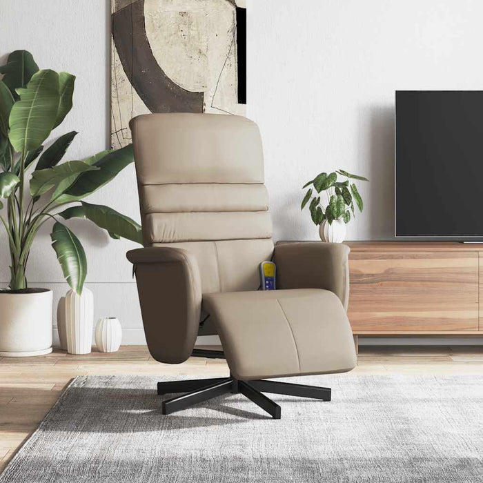 Fotoliu de masaj rabatabil, cappuccino, piele ecologică WALTI