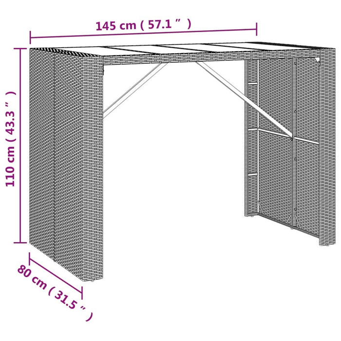 Set mobilier bar de grădină cu perne, 5 piese, maro, poliratan - WALTI WALTI