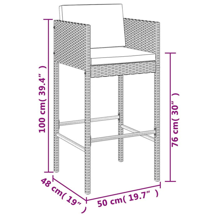 Set mobilier bar de grădină cu perne, 5 piese, maro, poliratan - WALTI WALTI