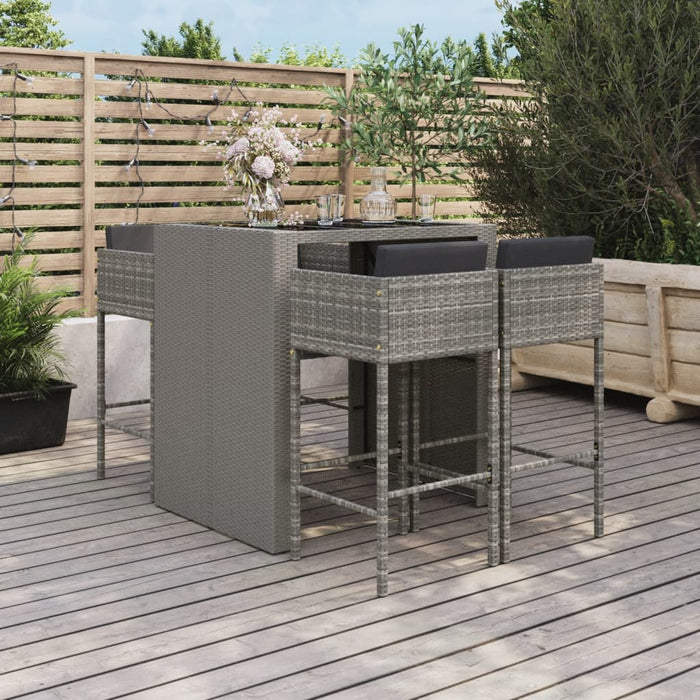Set mobilier bar de grădină, cu perne, 5 piese, gri, poliratan - WALTI WALTI