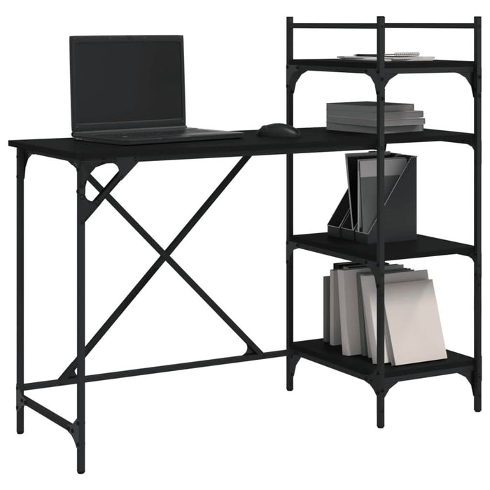 Birou pentru computer cu rafturi negru 120x47x109 cm - WALTI WALTI