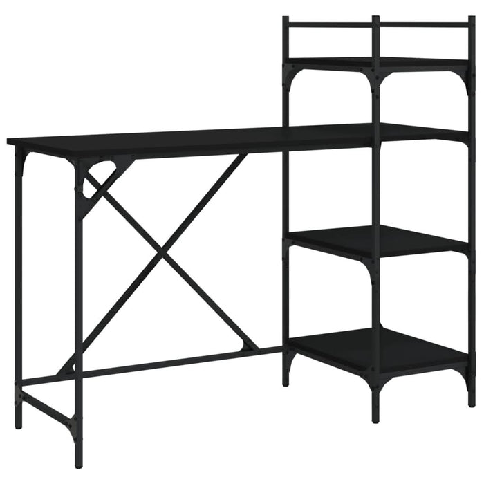 Birou pentru computer cu rafturi negru 120x47x109 cm - WALTI WALTI
