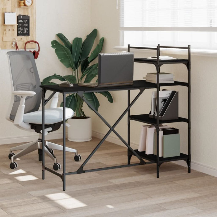 Birou pentru computer cu rafturi negru 120x47x109 cm - WALTI WALTI