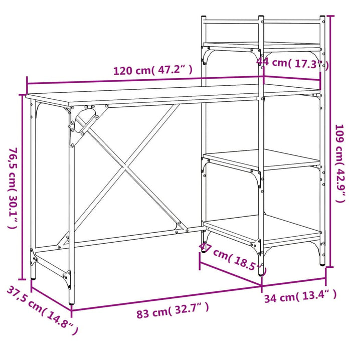 Birou pentru computer cu rafturi stejar maro 120x47x109 cm - WALTI WALTI