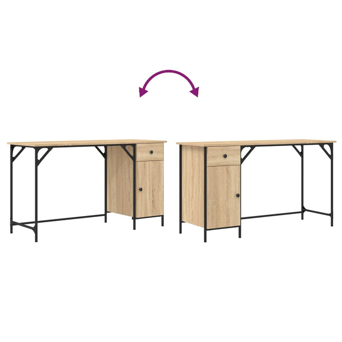 Birou de computer, stejar sonoma, 131x48x75 cm, lemn prelucrat - WALTI WALTI